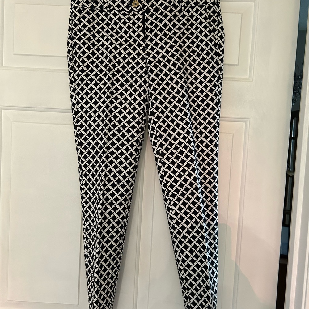 Michael Kors Black and White Patterned Chinos